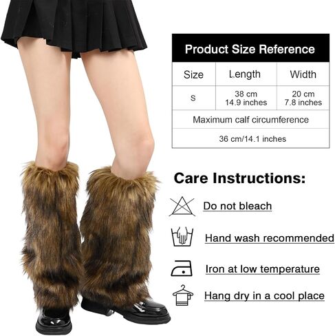 junely faux fur fur shudsy thread for Winter Winter Furry Legar Drearer Fluffy Boot Cuffs Coffs for Halloween Christmas Costume in Saudi Arabia