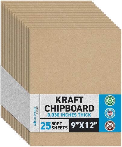 25 Chipboard Sheets 9 x 12 inch - 30pt (Point) Medium Weight Brown Kraft Cardboard for Scrapbooking & Picture Frame Backing (.030 Caliper Thick) Paper Board | MagicWater Supply in Saudi Arabia