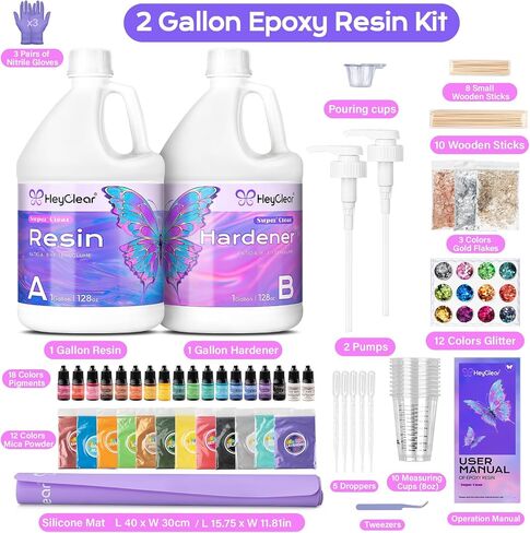 HeyClear Epoxy Resin Kit 32oz Crystal Clear, Hard, DIY Crafts for Adults in Saudi Arabia