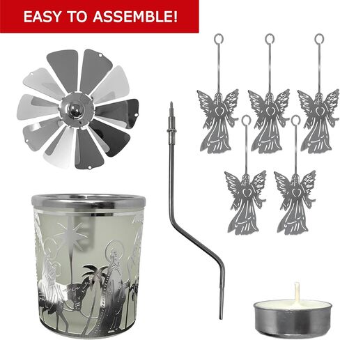 Spinning Angels Christmas Candle Holder with Holy Family Scene Scandinavian Style in Saudi Arabia