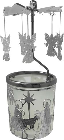 Spinning Angels Christmas Candle Holder with Holy Family Scene Scandinavian Style in Saudi Arabia