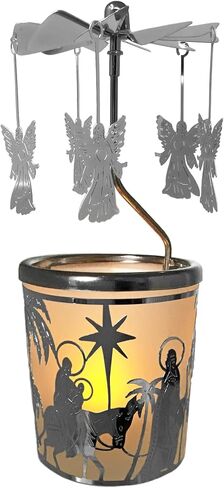 Spinning Angels Christmas Candle Holder with Holy Family Scene Scandinavian Style in Saudi Arabia