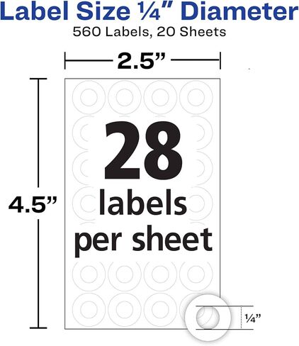 ملصقات تقوية Avery، قطر 1/4 بوصة، لاصق دائم، أبيض، غير قابل للطباعة، 560 ملصقًا في كل عبوة، 6 عبوات، إجمالي 3,360 صفحة من الملصقات المعززة (6739) in Kuwait