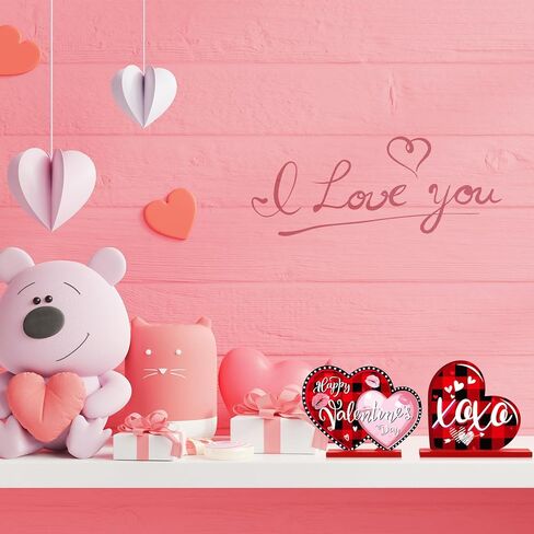 5 قطع عيد الحب لافتة خشبية الجدول ديكور المنفردة الجدول قطعة المركزية تسجيل رومانسية الحب شكل قلب ديكور المنزل الطبقات الخشب غنوم عيد الحب الملحقات لطاولة حفل الزفاف in Kuwait