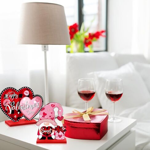 5 قطع عيد الحب لافتة خشبية الجدول ديكور المنفردة الجدول قطعة المركزية تسجيل رومانسية الحب شكل قلب ديكور المنزل الطبقات الخشب غنوم عيد الحب الملحقات لطاولة حفل الزفاف in Kuwait