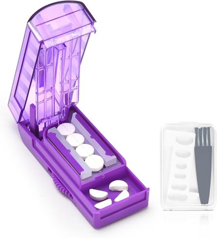 قطع حبوب منع الحمل المتعددة لحبوب منع الحمل الصغيرة أو الكبيرة ، وعلبة حبوب منع الحمل القابلة للتعديل للأقراص المتعددة ، وشفرة القطع الفولاذ المقاوم للصدأ واقي شفرة (أسود) in Kuwait