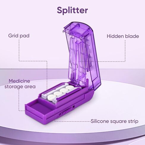 قطع حبوب منع الحمل المتعددة لحبوب منع الحمل الصغيرة أو الكبيرة ، وعلبة حبوب منع الحمل القابلة للتعديل للأقراص المتعددة ، وشفرة القطع الفولاذ المقاوم للصدأ واقي شفرة (أسود) in Kuwait