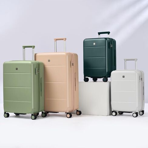 هانكي تحمل الأمتعة 22 × 14 × 9 عجلات دوارة معتمدة من شركة الطيران حقائب ذات هيكل صلب للنساء والرجال حقيبة سفر للأمتعة من TSA حقيبة سفر خفيفة الوزن 20 بوصة (أخضر خيزران) in Kuwait