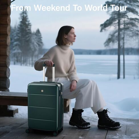 هانكي تحمل الأمتعة 22 × 14 × 9 عجلات دوارة معتمدة من شركة الطيران حقائب ذات هيكل صلب للنساء والرجال حقيبة سفر للأمتعة من TSA حقيبة سفر خفيفة الوزن 20 بوصة (أخضر خيزران) in Kuwait