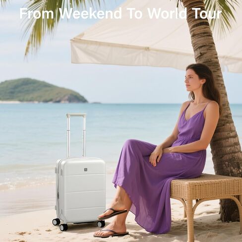 هانكي تحمل الأمتعة 22 × 14 × 9 عجلات دوارة معتمدة من شركة الطيران حقائب ذات هيكل صلب للنساء والرجال حقيبة سفر للأمتعة من TSA حقيبة سفر خفيفة الوزن 20 بوصة (أخضر خيزران) in Kuwait