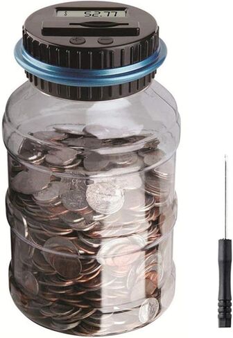Large Piggy Banks for Adults, Digital Counting Money Jar, 1.8L Capacity Coin Counter Machine with LCD Counter, Change Jars for Saving for Boys, Designed for All US Coins (Blue) in Saudi Arabia