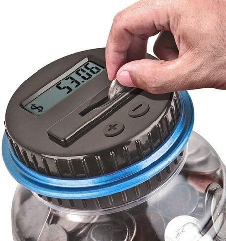 Large Piggy Banks for Adults, Digital Counting Money Jar, 1.8L Capacity Coin Counter Machine with LCD Counter, Change Jars for Saving for Boys, Designed for All US Coins (Blue) in Saudi Arabia
