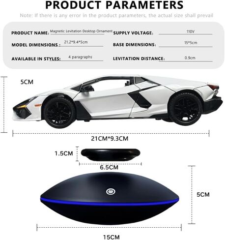 Floating Model Car,360 Degree Magnet Display Stand, Levitating Decor, Magnetic Display, Magnetic Levitation for Figures and Toys (White) in Saudi Arabia