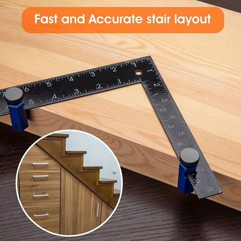 Stair Gauge, Aluminum Alloy Hex Flat Gauge with Thumb Screw, For Framing Square and Rafter (Blue) in Saudi Arabia