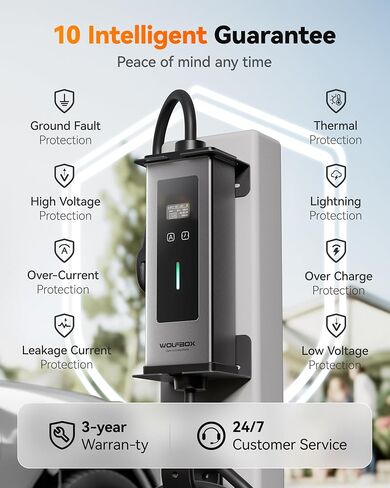 WOLFBOX Level 1&2 Electric Car Charger 40Amp J1772,ETL Certified, 25ft Cable,208-240V,Portable Ev Charger Station with NEMA 14-50&NEMA 5-15 Plug Adapter(PE40 Gen2) in Saudi Arabia
