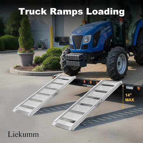 Liekumm 47 "سلالم سقيفة الصلب ، منحدر سعة 1300 رطل لقعة العشب ، منحدرات تحميل لشاحنات الالتقاط ، UTVs ، ATVs ، المقطورات ، الدراجات الإلكترونية ، الدراجات ، الدراجات النارية ، منحدر لتحميل سرير الشاحنة ، حزمة 2 من 2 in Kuwait