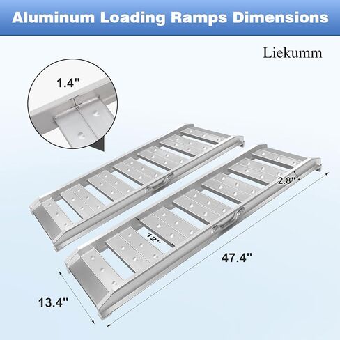 Liekumm 47 "سلالم سقيفة الصلب ، منحدر سعة 1300 رطل لقعة العشب ، منحدرات تحميل لشاحنات الالتقاط ، UTVs ، ATVs ، المقطورات ، الدراجات الإلكترونية ، الدراجات ، الدراجات النارية ، منحدر لتحميل سرير الشاحنة ، حزمة 2 من 2 in Kuwait