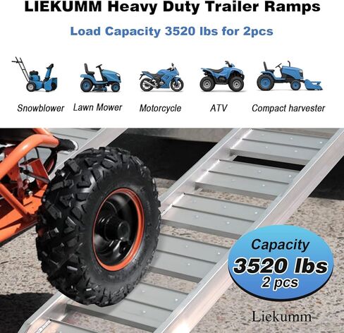Liekumm 47 "سلالم سقيفة الصلب ، منحدر سعة 1300 رطل لقعة العشب ، منحدرات تحميل لشاحنات الالتقاط ، UTVs ، ATVs ، المقطورات ، الدراجات الإلكترونية ، الدراجات ، الدراجات النارية ، منحدر لتحميل سرير الشاحنة ، حزمة 2 من 2 in Kuwait