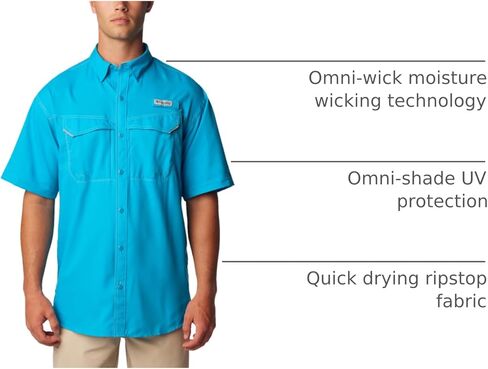 Columbia Men's Low Drag Offshore Short Sleeve Shirt, Ocean Blue, XX-Large in Saudi Arabia