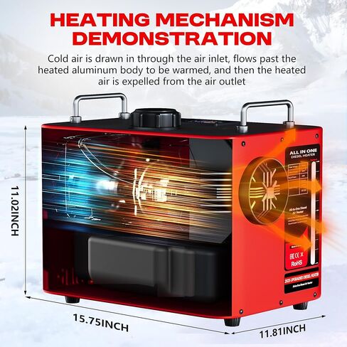 9L Large Diesel Heater, 8KW 240V/110V/12V/24V All in One Diesel Air Heater with LCD Switch, Remote Control, Suitable for Truck, RV, Home, Car, Campers, Boat, White in Kuwait