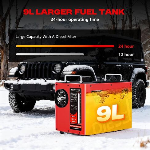 9L Large Diesel Heater, 8KW 240V/110V/12V/24V All in One Diesel Air Heater with LCD Switch, Remote Control, Suitable for Truck, RV, Home, Car, Campers, Boat, White in Kuwait