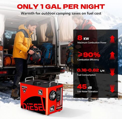 9L Large Diesel Heater, 8KW 240V/110V/12V/24V All in One Diesel Air Heater with LCD Switch, Remote Control, Suitable for Truck, RV, Home, Car, Campers, Boat, White in Kuwait