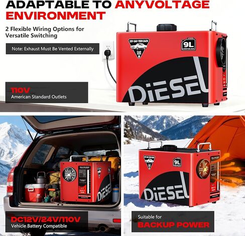 9L Large Diesel Heater, 8KW 240V/110V/12V/24V All in One Diesel Air Heater with LCD Switch, Remote Control, Suitable for Truck, RV, Home, Car, Campers, Boat, White in Kuwait