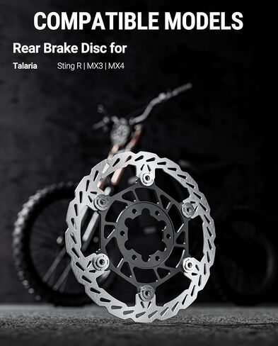 دوار فرامل قرص خلفي عائم (220 مم)، قلب من الألومنيوم للطائرة، دوارات فرامل MTB من الفولاذ المقاوم للصدأ مع 6 فتحات، سمك 2.3 مم، أداء عالي لـ Talaria Sting R MX3، MX4 (خلفي) in Kuwait