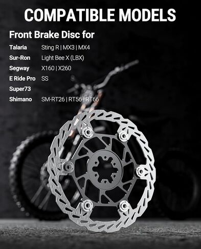 دوار فرامل قرص خلفي عائم (220 مم)، قلب من الألومنيوم للطائرة، دوارات فرامل MTB من الفولاذ المقاوم للصدأ مع 6 فتحات، سمك 2.3 مم، أداء عالي لـ Talaria Sting R MX3، MX4 (خلفي) in Kuwait