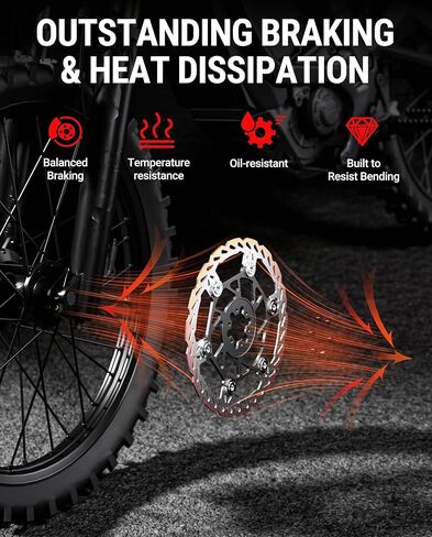 دوار فرامل قرص خلفي عائم (220 مم)، قلب من الألومنيوم للطائرة، دوارات فرامل MTB من الفولاذ المقاوم للصدأ مع 6 فتحات، سمك 2.3 مم، أداء عالي لـ Talaria Sting R MX3، MX4 (خلفي) in Kuwait