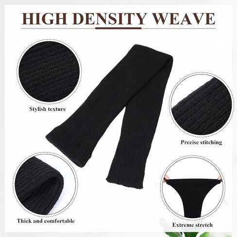 SATINIOR Winter Thick Knit Extra Long Thigh High Leg Warmers for Women 80s Thigh Socks (Black, Gray) Black and Gray approx. 35.4 inches in Saudi Arabia