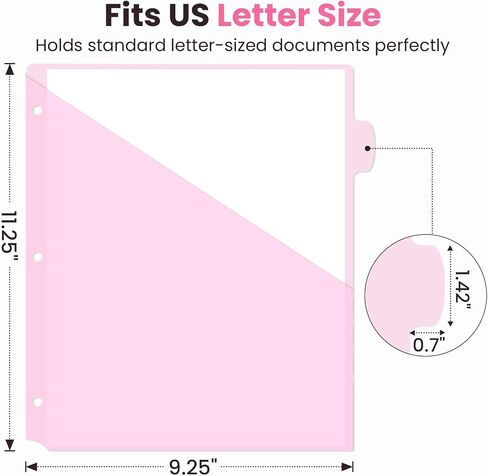 Sooez 8-Tab Binder Dividers with Two Pockets, 8 Tabs Dividers for 3 Ring Binder Organizers, 3-Hole Plastic Sheets Protectors for US Letter Size, School, College, Office Supplies, Pastels, Set of 1 in Saudi Arabia