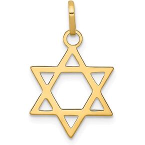 Solid 14k Yellow Gold Star of David Pendant (21mm x 14mm)