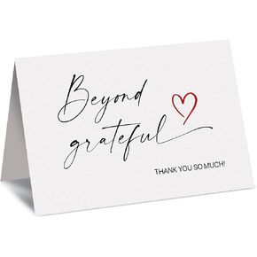Better Office Products Beyond Grateful Thank You Cards with Red Metallic Foil Heart (36 Pack), with Envelopes, Blank Inside, for Wedding, Bridal Shower, Graduation All Occasions