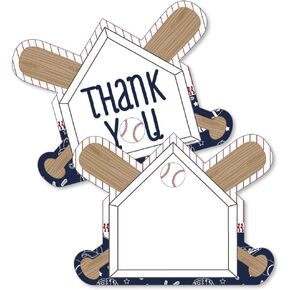 Big Dot of Happiness Batter Up - Baseball - Shaped Thank You Cards - Baby Shower, Birthday Party Thank You Note Cards with Envelopes - Set of 12