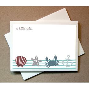 Sea Shore Note Cards (24 Non-foldover Cards and Envelopes) Seashore Cards