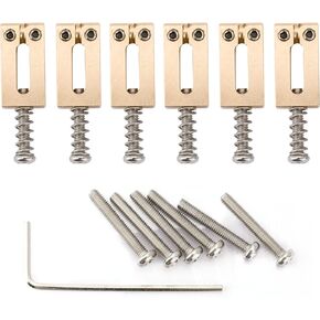 Musiclily Ultra 10.5mm Modern Brass Guitar Tremolo Bridge Saddles for Strat/Tele Style Electric Guitar, Chrome (Set of 6)