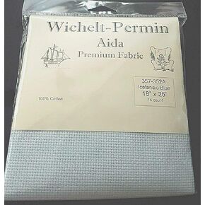 Wichelt Permin Aida Premium Fabric 14 Count 18" x 25" Icelandic Blue