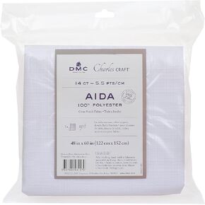 DMC Charles Craft Polyester Aida XL Fabric 14ct 48"x60" (White)