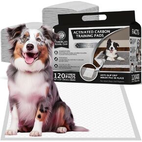 American Kennel Club Charcoal Puppy Training Pads, with Anti-Slip Adhesive Backing, Quick Dry Gel and Activated Carbon Odor Control - 22 x 22-120 Count