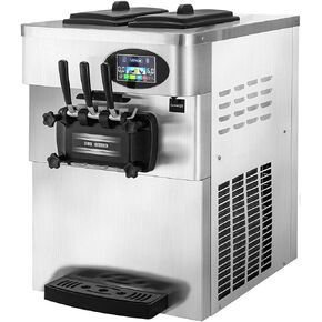VEVOR Commercial Ice Cream Machine, 10.6 QT/H Yield, 1000W Single Flavor Countertop Soft Serve Ice Cream Maker, 4L Hopper 1.6L Cylinder, Touch Screen Auto Clean Pre-cooling, for Restaurant Snack Bar