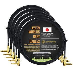WORLDS BEST CABLES 5 Units - 2 Foot - Pedal, Effects, Patch, Instrument Cable Custom Made Made Using Mogami 2524 Wire and Eminence Gold Plated ¼ inch (6.35mm) R/A Pancake Type Connectors