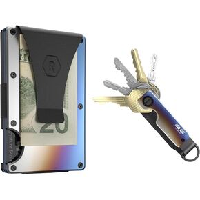 The Ridge Secure Essentials Bundle: Minimalist RFID-Blocking Slim Wallet with Money Clip & Compact Key Organizer Set (Burnt Titanium)