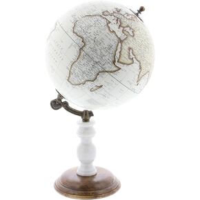 Deco 79 94487 Marble and Plastic Decorative Globe, 11" x 6", Silver/Black/White