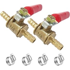 1/2" Hose Barbed Brass Ball Valve Heater Hose Shut Off Valve Pipe Tubing Fitting for Air Gas Fuel Oil 4 Clamps Included (2 pack)