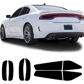 BOGAR TECH DESIGNS Tail Light Sidemarkers Tint Kit Compatible with and Fits Dodge Charger 2015-2024, Dark Smoke