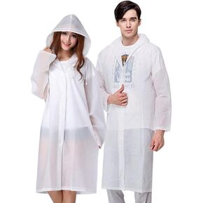 OSDUE Rain Ponchos for Adults Reusable, 2 Pcs Raincoats Emergency for Women Men with Hood and Drawstring, Waterproof Rain Coats Perfect for Camping, Hiking and Travel Outdoor (White)