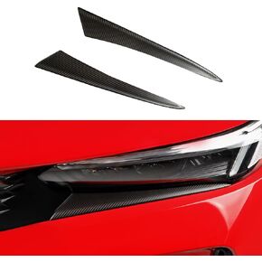 2Pcs Real Carbon Fiber Front Headlight Eyebrow Cover Trim Fit for 11th Gen Civic Type r FL5 Typer Front Fog Light Lamp Eyelid Molding Cover Headlights Trim Frame Decoration Patch (Bright Black) in Kuwait