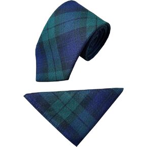 Men's Black Watch Tartan Neck Tie & Hanky Set