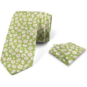 Lunarable Men's Tie Set, Necktie Set Groom Handkerchief for Parties Weddings & All Occasions